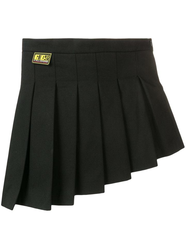 Gcds Asymmetric Pleated Skirt - Black