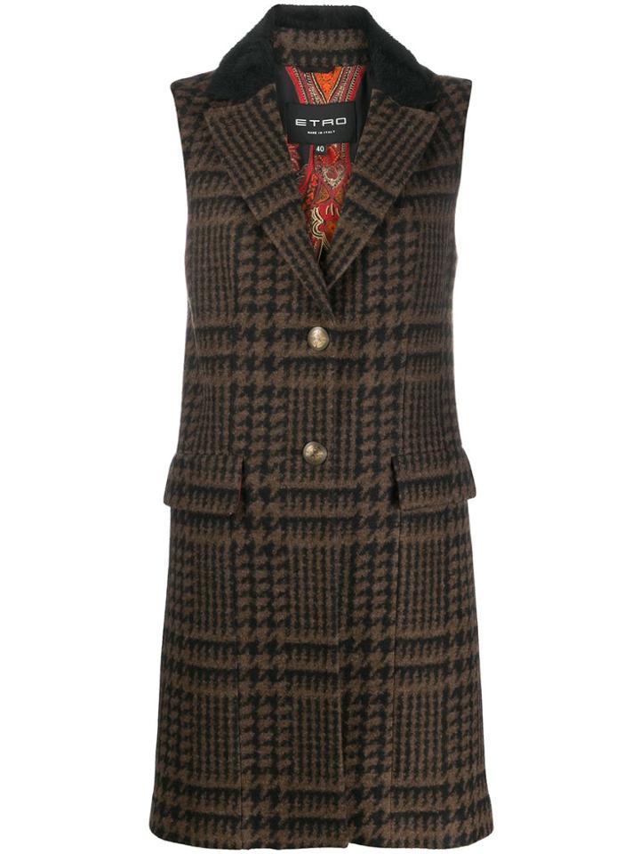 Etro Sleeveless Button Up Coat - Black