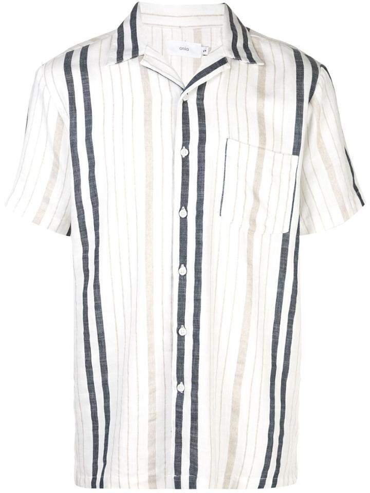 Onia Strand Stripe Vacation Shirt - White