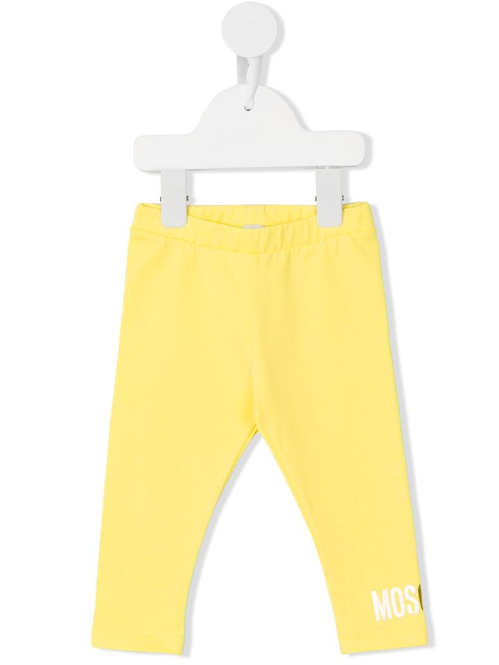 Moschino Kids Logo Print Leggings, Girl's, Size: 18-24 Mth, Yellow/orange