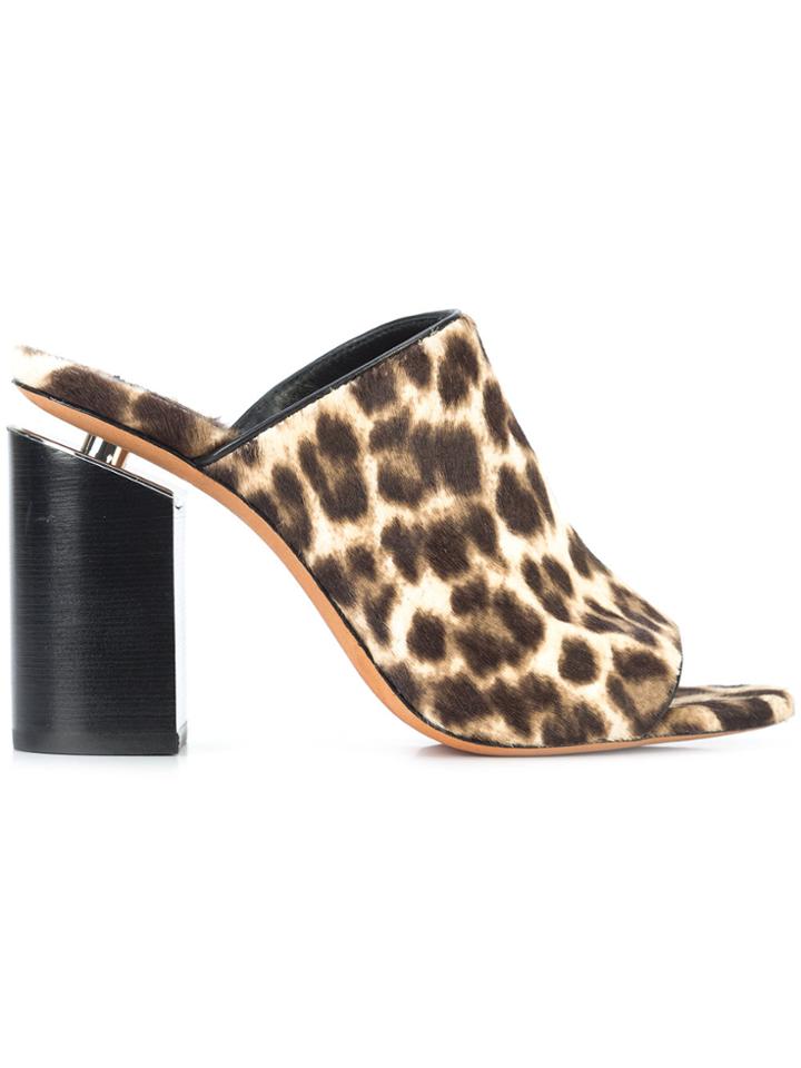 Alexander Wang Avery Leopard Print Mules - Brown