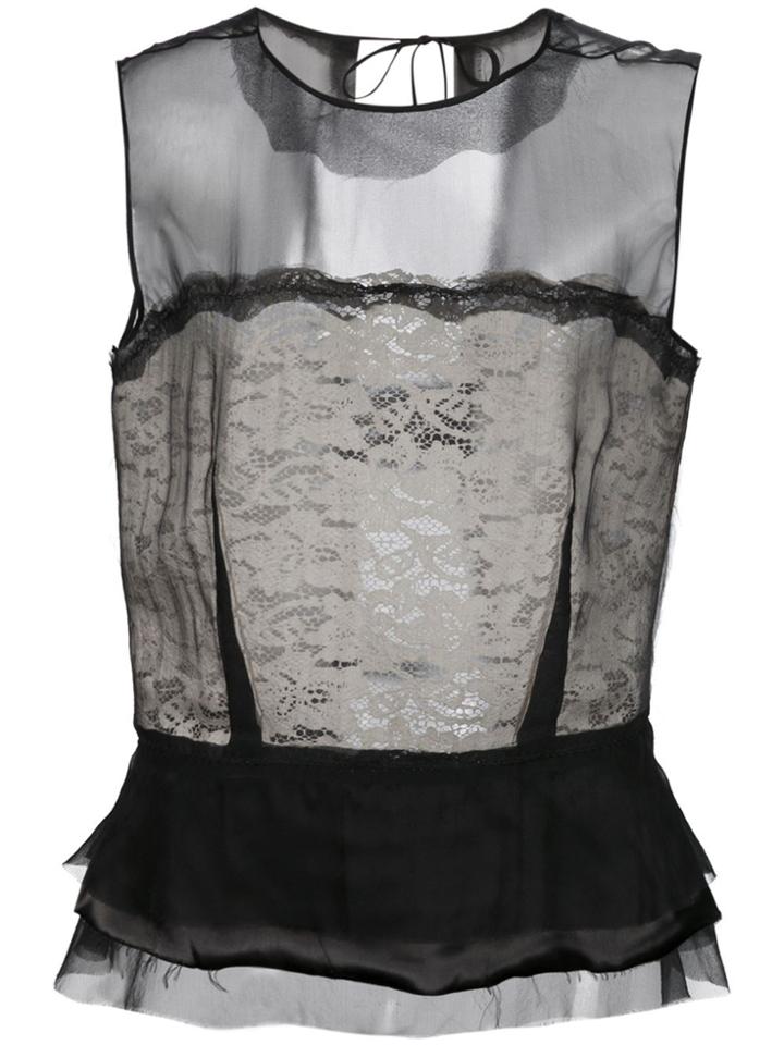 Maison Margiela Sheer Peplum Blouse - Black