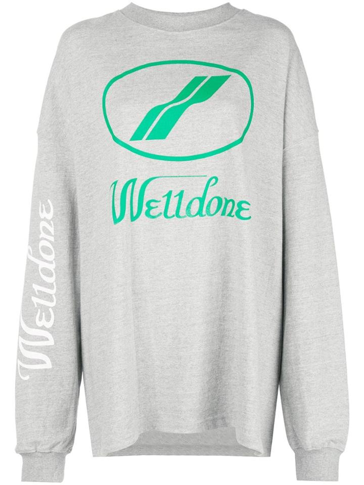 We11done Logo Print Sweatshirt - Grey