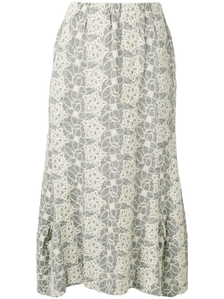 Comme Des Garçons Vintage Embroidered Midi Skirt - Grey
