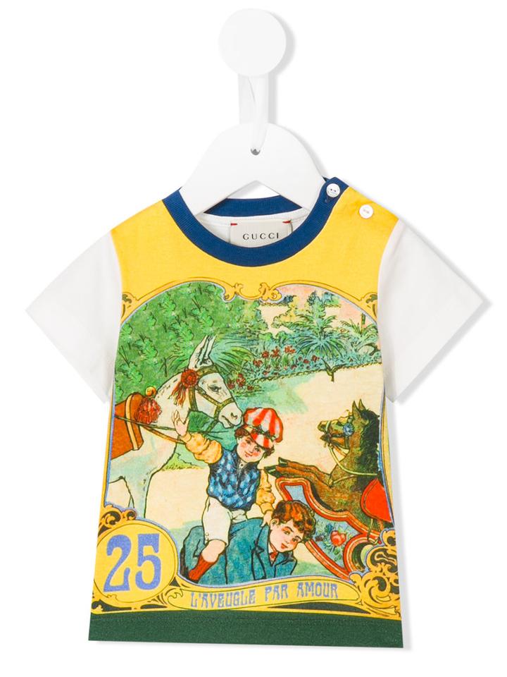 Gucci Kids - Equestrian Scene Print T-shirt - Kids - Cotton - 9-12 Mth, White