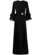 P.a.r.o.s.h. Long Feather Detail Dress - Black