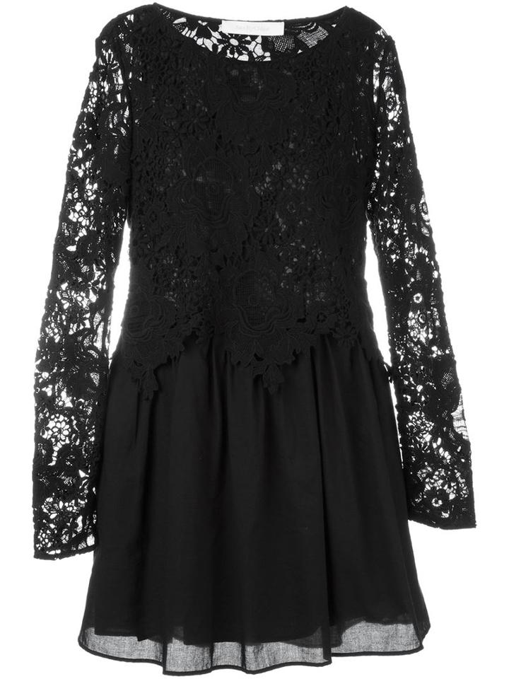 See By Chloé Guipure Lace Layered Dress, Women's, Size: 42, Black, Cotton/viscose