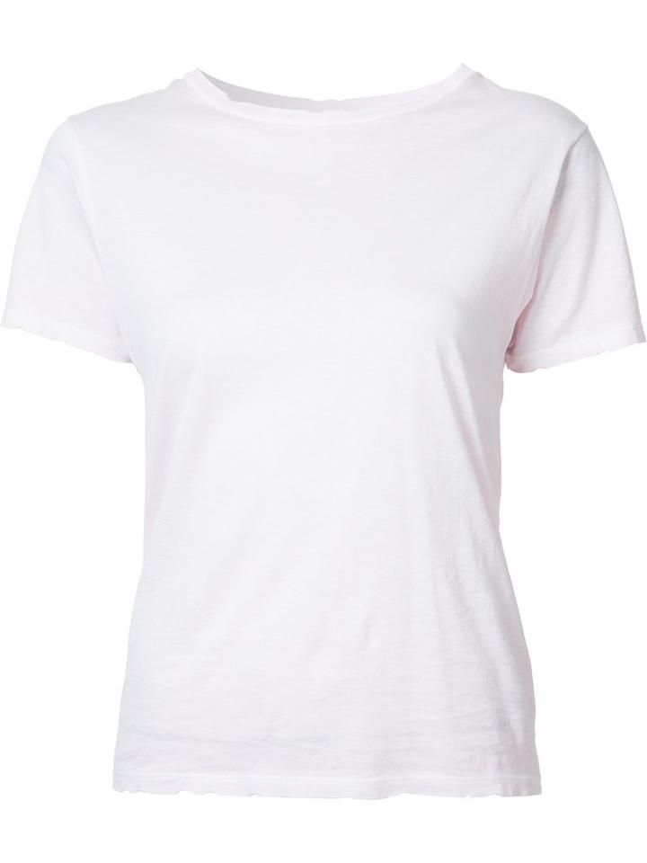 Saint Laurent Distressed Effect T-shirt, Women's, Size: Small, Pink/purple, Cotton