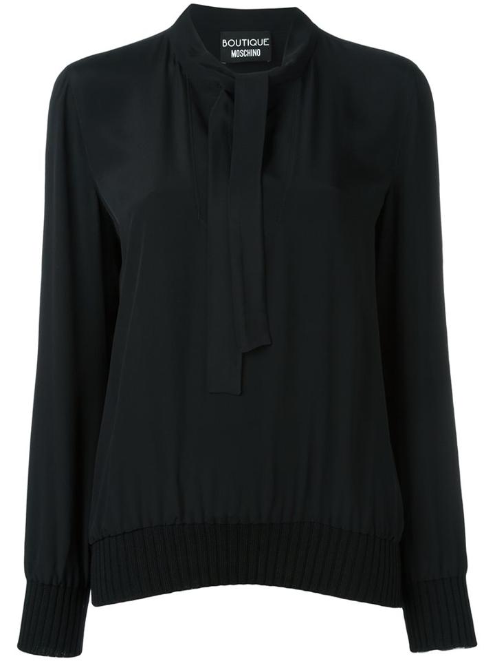 Boutique Moschino Tie Neck Blouse, Women's, Size: 48, Black, Silk/rayon/virgin Wool