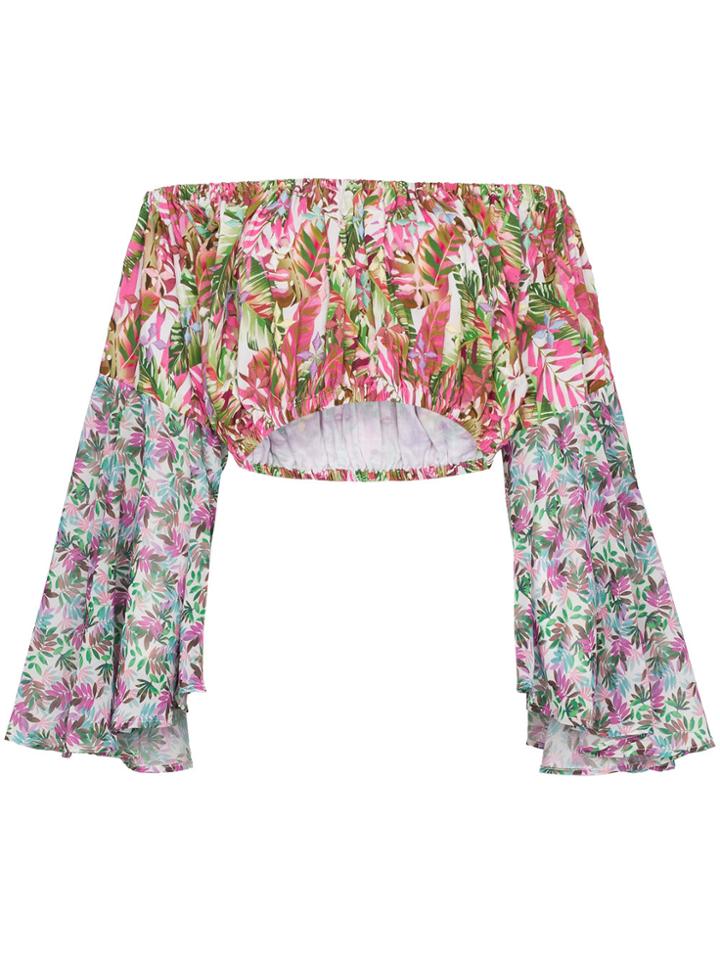 All Things Mochi Lenny Floral Print Cropped Cotton Blouse -