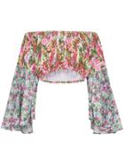 All Things Mochi Lenny Floral Print Cropped Cotton Blouse -