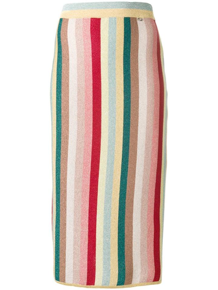 Elisabetta Franchi Striped Midi Skirt - Yellow