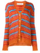 Marni Fuzzy Knit Striped Cardigan - Orange
