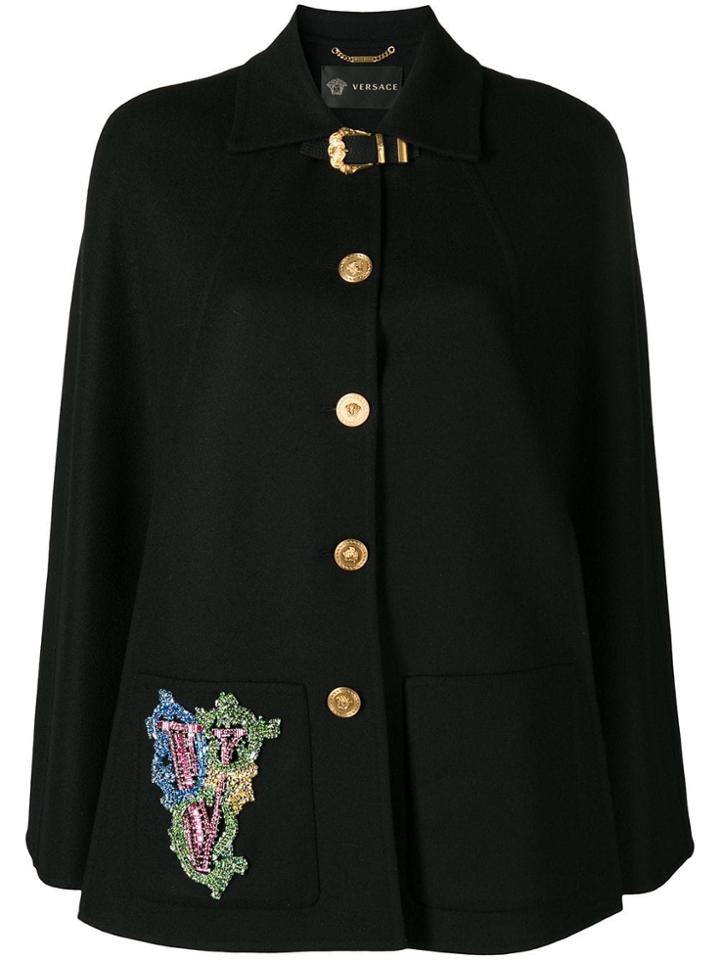 Versace Buttoned Cape Jacket - Black