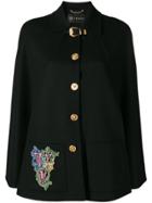 Versace Buttoned Cape Jacket - Black