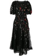 Simone Rocha Floral Print Sequinned Dress - Black