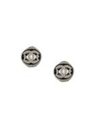 Chanel Vintage Cc Logo Stud Earrings - Metallic