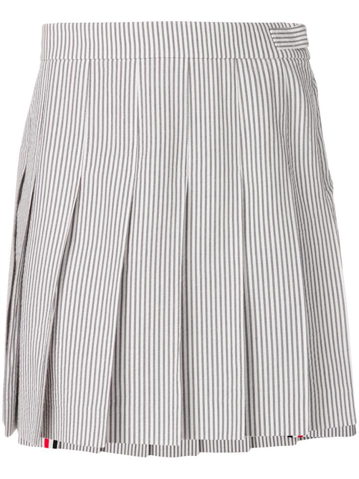 Thom Browne Asymmetric Pleated Striped Skirt - Grey