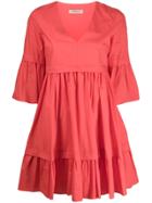Twin-set V-neck Ruffled Dress - Red