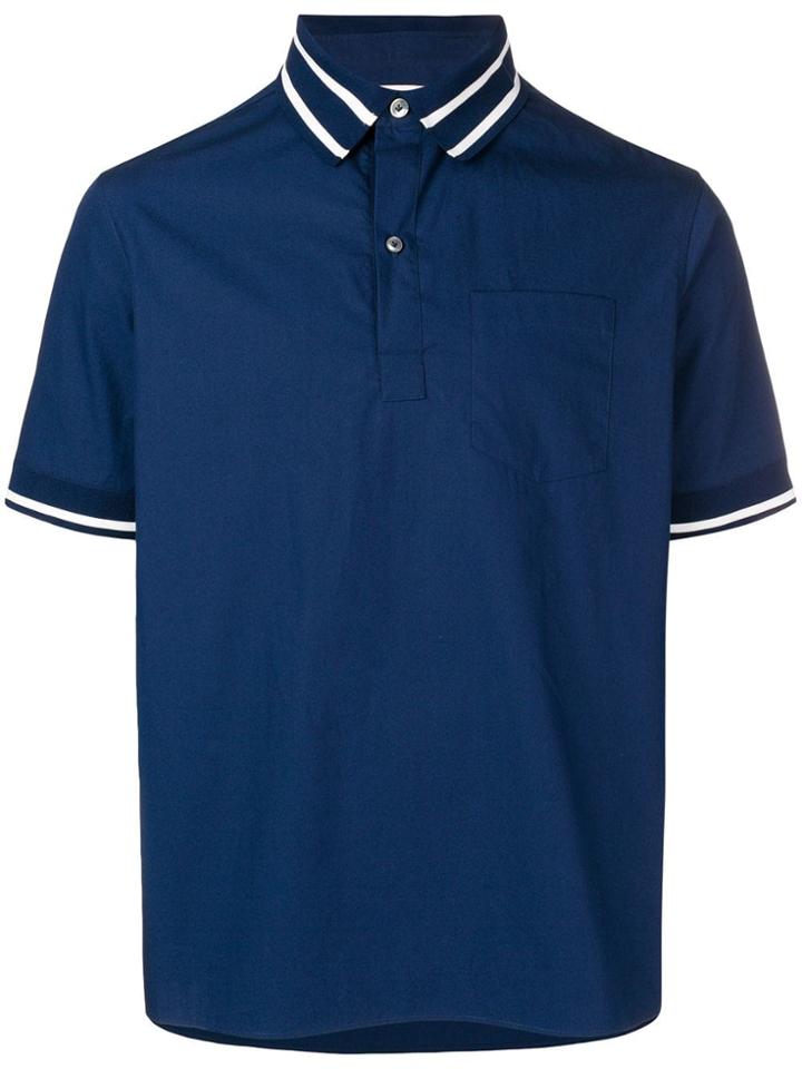 Valentino Striped Trim Polo Shirt - Blue