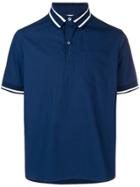 Valentino Striped Trim Polo Shirt - Blue