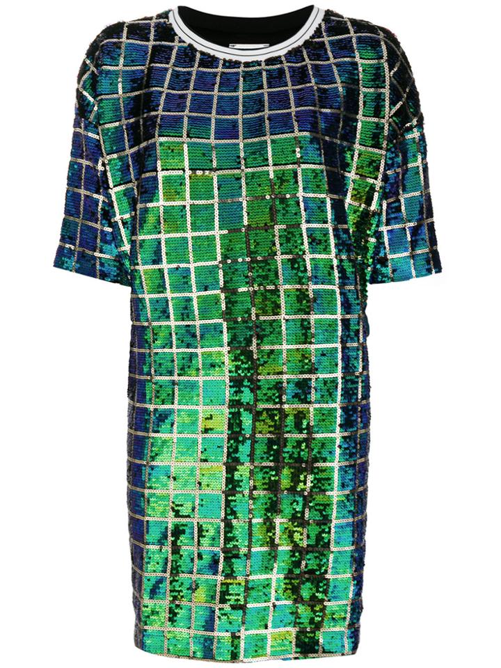 Essentiel Antwerp Grid Sequin T-shirt Dress - Blue