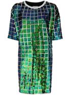 Essentiel Antwerp Grid Sequin T-shirt Dress - Blue