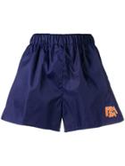 Prada Logo Patch Nylon Shorts - Blue