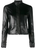 Valentino 'rockstud' Jacket, Women's, Size: 42, Black, Lamb Skin/cupro/cotton/linen/flax
