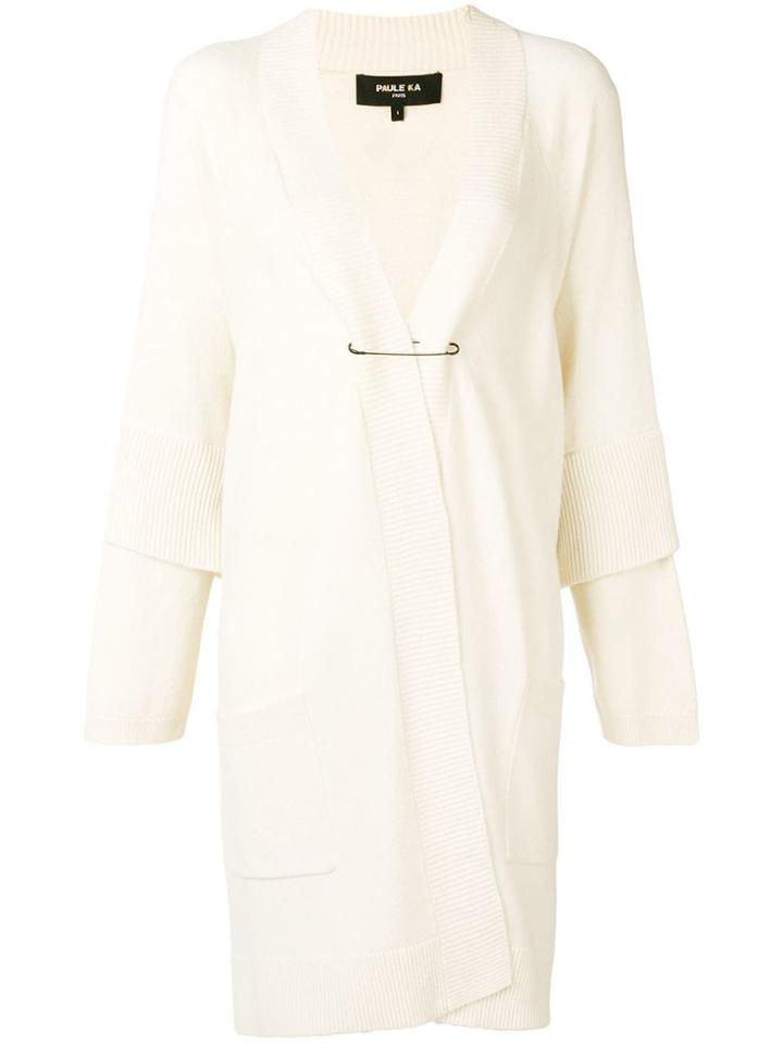 Paule Ka Pin Fasten Oversized Cardigan - Nude & Neutrals