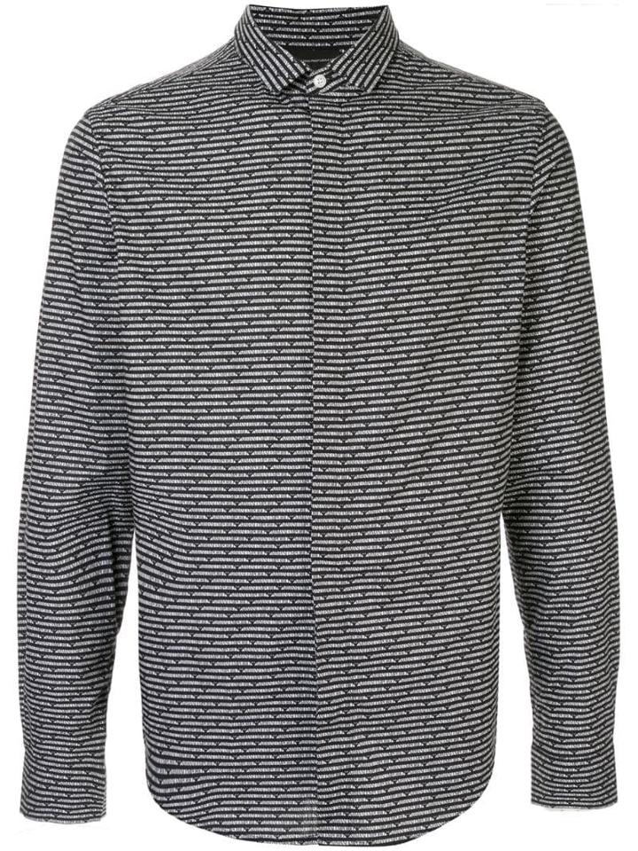 Emporio Armani All-over Logo Shirt - Black