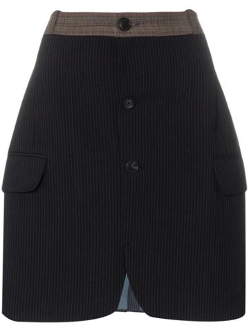 Rentrayage Buttoned Pinstripe Skirt - Grey