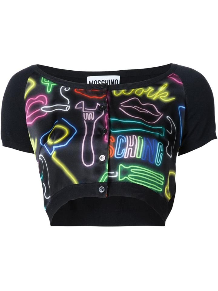 Moschino Neon Print Cardigan - Black