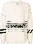 Off-white Oversized Distressed Logo Sweater - Neutrals