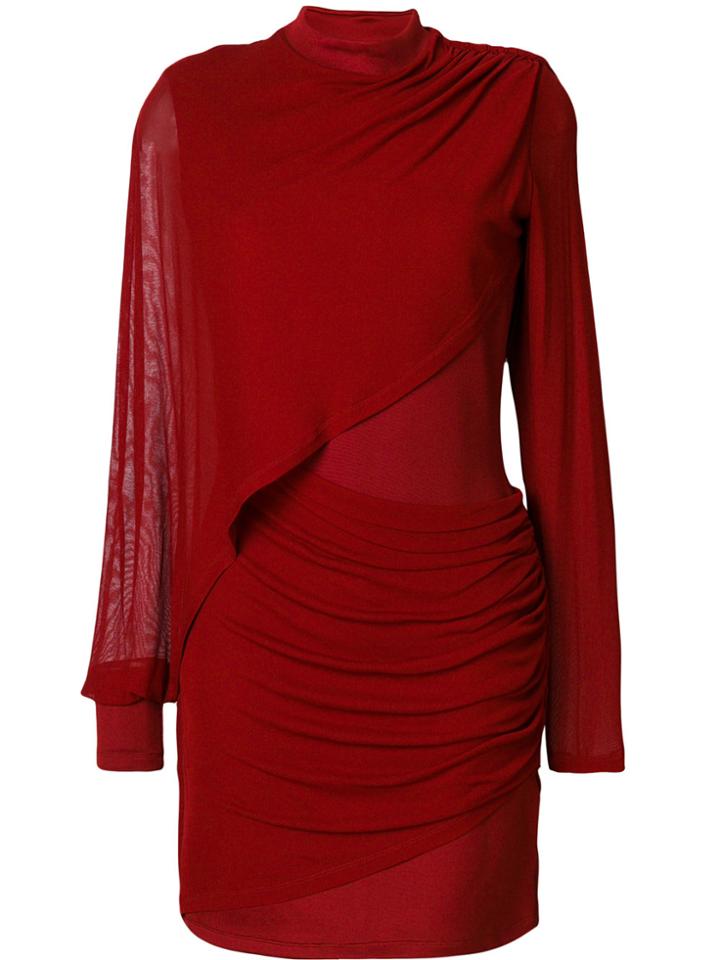 Balmain Draped Slim-fit Dress - Red