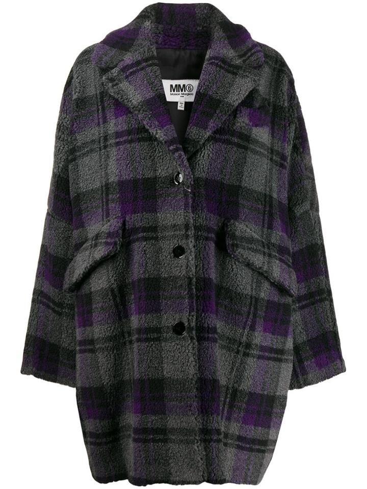 Mm6 Maison Margiela Checked Coat - Grey
