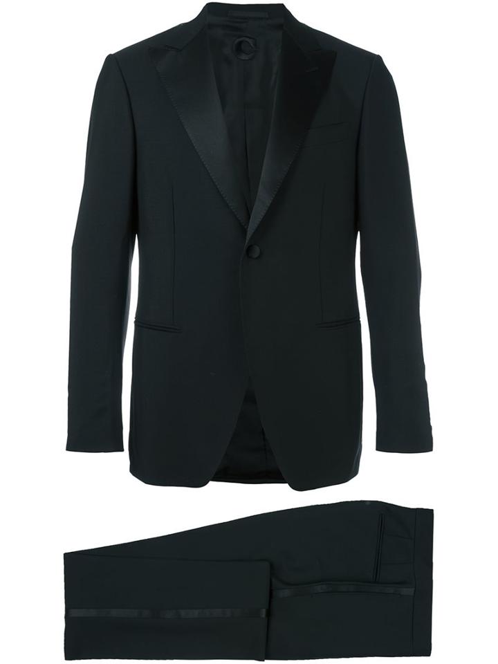 Caruso Formal Classic Suit, Men's, Size: 46, Black, Cupro/mohair/wool