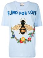 Gucci - Blind For Love T-shirt - Women - Cotton - Xs, Blue, Cotton