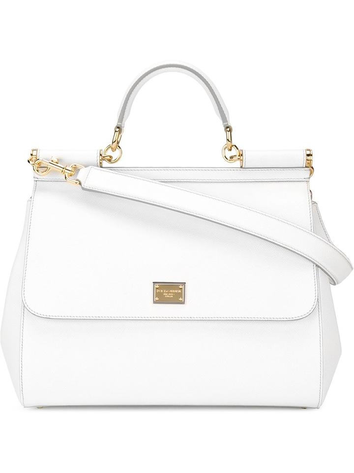 Dolce & Gabbana - 'sicily' Tote - Women - Calf Leather - One Size, White, Calf Leather
