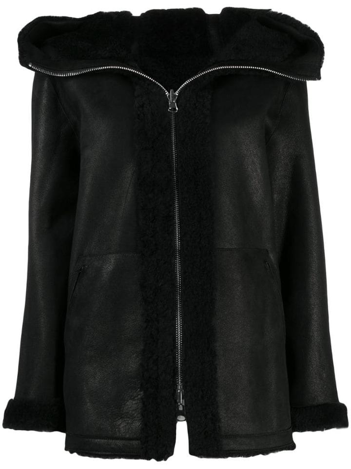 Sylvie Schimmel Hooded Leather Jacket - Black