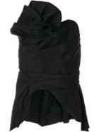 Marchesa Faille Draped Peplum Bodice - Black