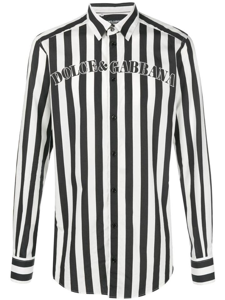 Dolce & Gabbana Striped-logo Shirt - Black