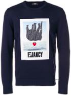 Fendi Logo Embroidered Sweater - Blue