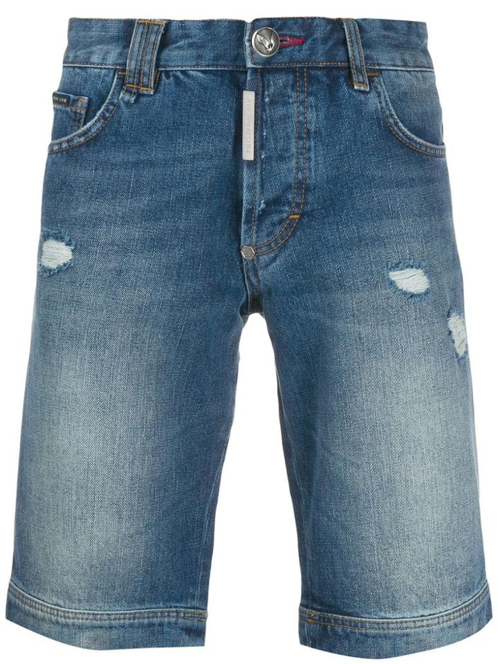 Philipp Plein Bermuda Denim Shorts - Blue