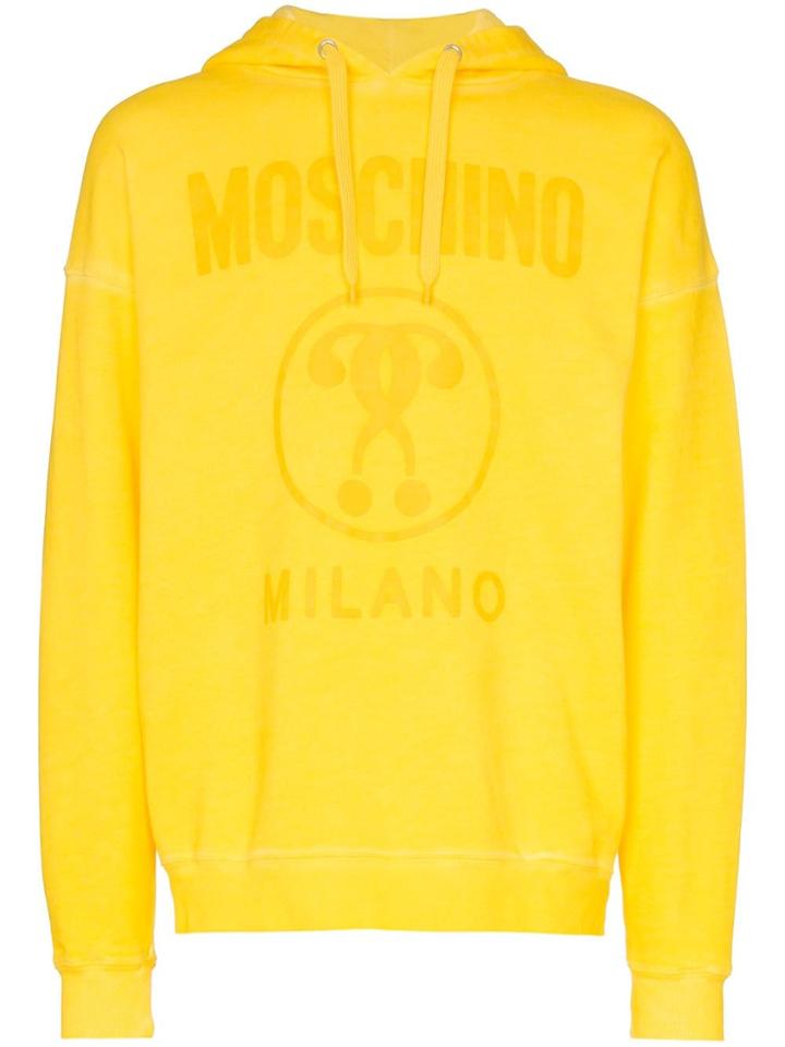 Moschino Logo Print Hoodie - Yellow