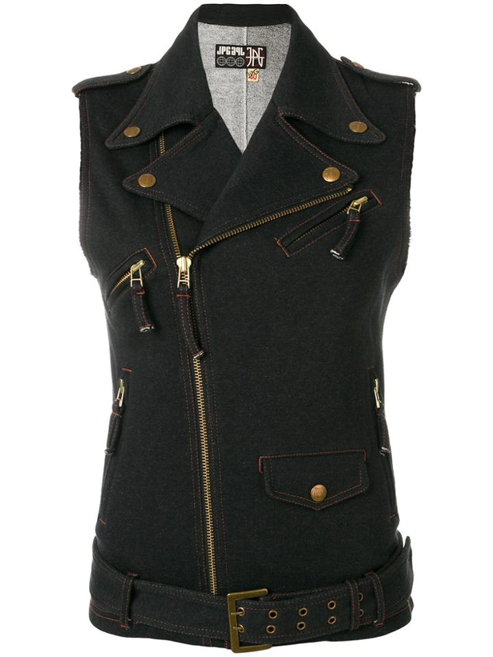 Jean Paul Gaultier Vintage Denim Effect Biker Gilet - Blue