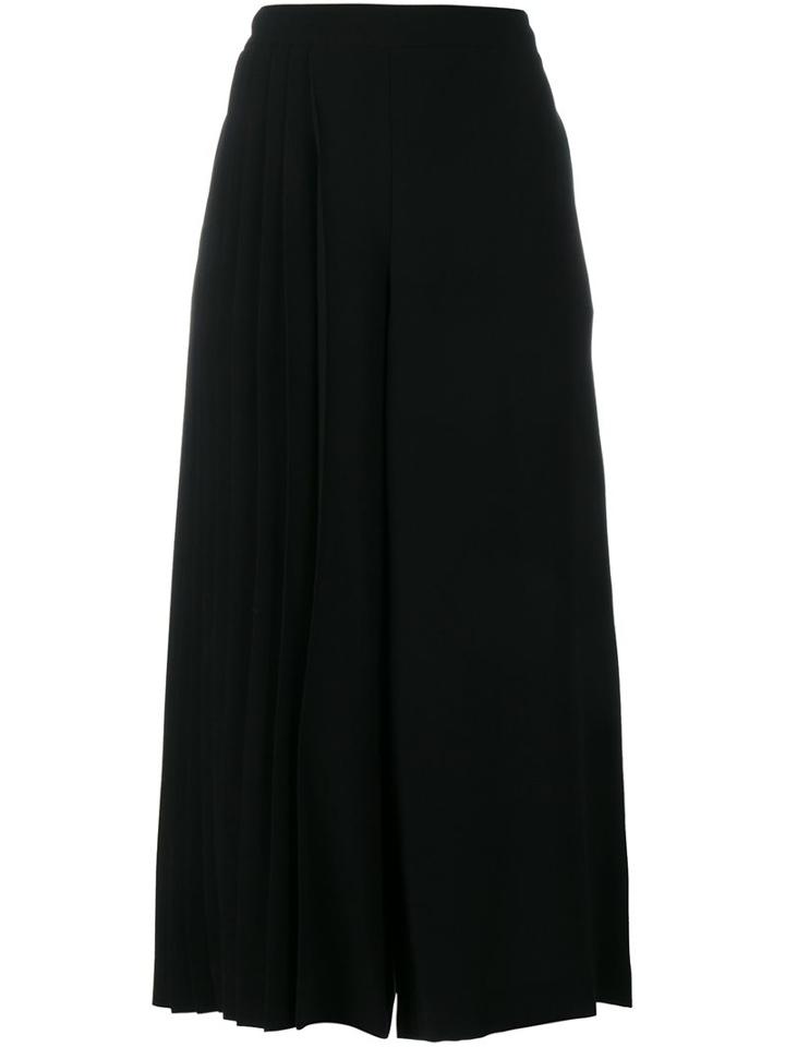 Osman Wide-legged Pleated Cropped Trousers, Women's, Size: 10, Black, Polyester/triacetate