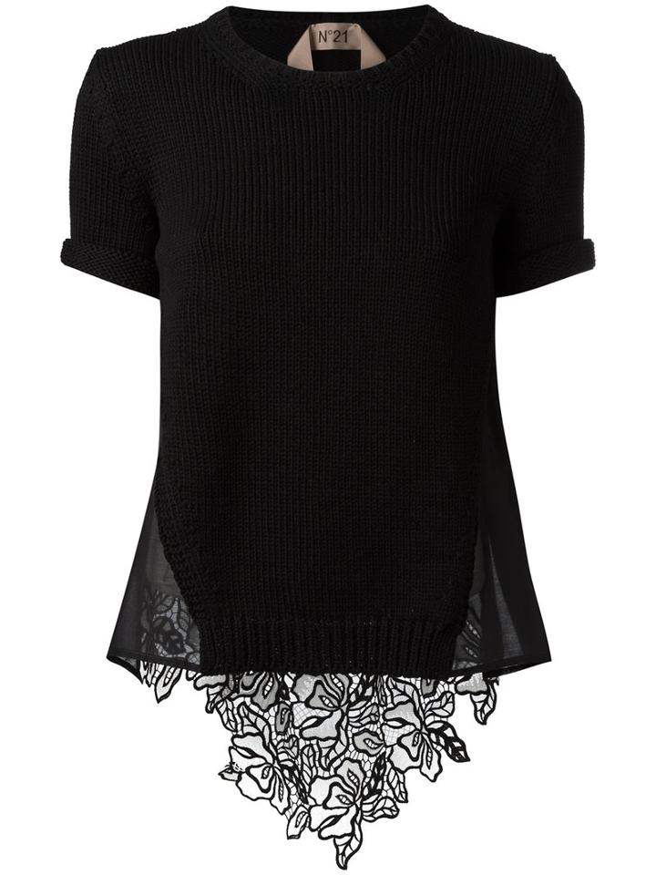 No21 Open Back Knitted Top, Women's, Size: 40, Black, Cotton/polyester