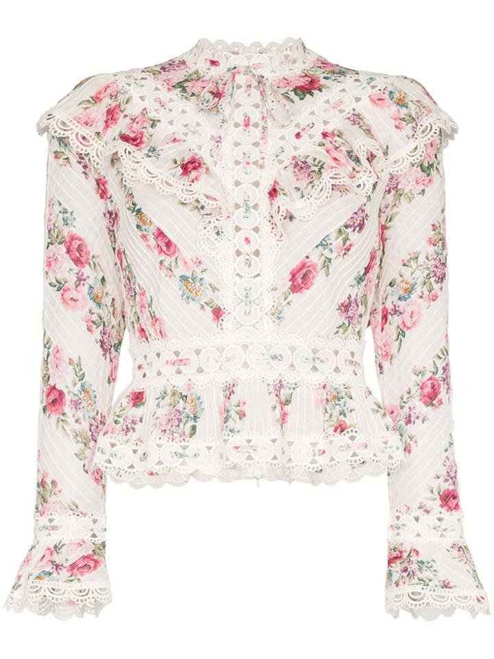 Zimmermann Honour Floral Print Top - White