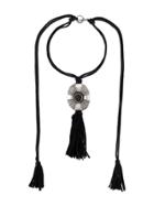 Saint Laurent Engraved Buckle Western Necklace - Black